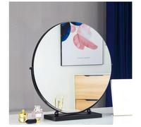 Grand miroir de maquillage rotatif à 360° - Cadre en métal noir et doré, miroir de courtoisie de bureau pour la beauté, petite taille pour une utilisation pratique, idéal pour la maison ou les voyages