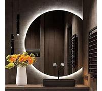 Grand Miroir De Salle De Bain à LED 50, 59, 70, 80 Et 90 Cm, Température Réglable en 3 Couleurs, éclairage Antibuée Et à Intensité Variable, Fixation Murale, Mi, Right, 70cm/27.5in