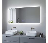 Grand Miroir de Salle de Bain avec éclairage à LED 140x70cm BORAS Type C | Capteur Tactile dimmable Anti-buée Blanc Froid 6400K Blanc Chaud 3000K