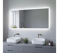 Grand Miroir de Salle de Bain avec éclairage LED 140x70cm ECHOS Type C | détecteur Tactile dimmable, Anti-buée，Blanc Froid 6400K et Blanc Chaud 3000K