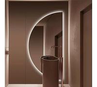 Grand miroir de salle de bain demi-lune à DEL avec gradation antibuée, 3 options de lumière de couleur, miroir de courtoisie mural pour décoration d'intérieur, entrée de maquillage et de toilettage