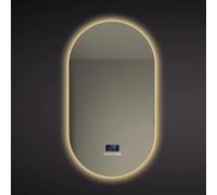 Grand miroir de salle de bain ovale à DEL Bluetooth, 3 couleurs avec anti-buée, miroir mural intelligent à DEL (50 x 100 cm) pour salle de bains moderne