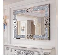 Grand Miroir Décoration Murale Salon Miroir Mural Décoratif Rectangulaire Design pour Maison Chambre Salle de Bain 100x70cm