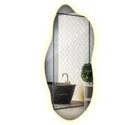 Grand Miroir LED 40x90 cm Blanc Neutre Lumière Neutre Irrégulière Asymétriques Couloir Fixation Murale Installation Verticale ou Horizontale Formes Ondulées Style Scandinave Outils de Montage