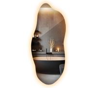 Grand Miroir LED 45x100 cm Blanc Chaud Lumière Chaude Irrégulier Asymétrique Cuisine Miroir Mural sans Cadre Décoration Murale Design Minimalisme Esthétiquement Installation Verticale ou Horizontale