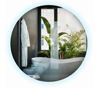 Grand Miroir Lumières LED 100 cm Minimaliste sans Cadre avec Éclairage Indirect Lumière Froide Rond Déco Intérieur pour Salle de Bain Chambre à Coucher Salon Couloir Moderne Design Montage Mural
