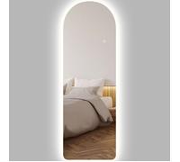 Grand miroir mural 120 x 40 cm HOMCOM miroir arqué sans carde, éclairage LED intensité variable 3 couleurs d'éclairage transparent