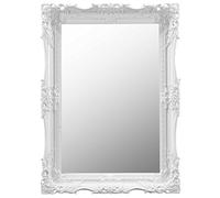 Grand Miroir Mural Blanc très orné au Design Antique 94 cm x 68 cm