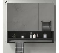 Grand miroir mural de salle de bain avec lumières LED, contrôle tactile, 3 couleurs à intensité variable, miroir lumineux, anti-buée et espace de rangement pour médicaments (noir, 70 cm)