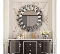 Grand Miroir Mural Décoratif Rond 79x79cm Miroir Art Déco pour Salon Chambre Salle de Bain Entrée Maison