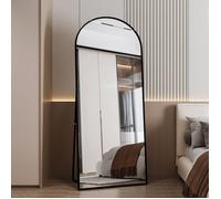 Grand Miroir Mural/Pied Arche Noir 180x80cm - Cadre Aluminium Trempé - Design Élégant & Moderne
