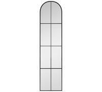 HOMCOM Grand Miroir Pleine Longueur 40 x 160 cm - Miroir Mural ou sur Pied de fenêtre arquée avec Cadre en métal, Film antidéflagrant - pour Chambre à Coucher Salon et Dressing, Noir
