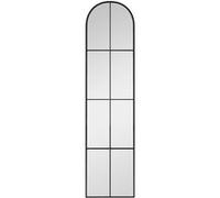HOMCOM Grand Miroir Pleine Longueur 40 x 160 cm - Miroir Mural ou sur Pied de fenêtre arquée avec Cadre en métal, Film antidéflagrant - pour Chambre à Coucher Salon et Dressing, Noir