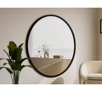 Grand miroir mural rond en bois de paulownia - D. 150 cm - Noir - ZANG