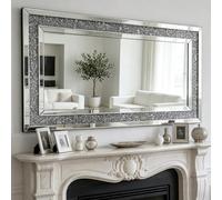 Grand Miroir Mural Salon Rectangulaire 120x60cm Déco Diamant Verre Biseauté | Pose horizontale/verticale | Cadre miroir décoratif | Pour salon, entrée, salle à manger, buffet ou cheminée