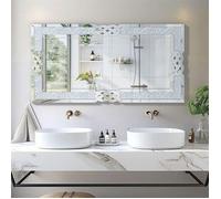 Grand Miroir Murale Décoration - Diamant Miroirs Rectangulaire - pour Entrée Chambre Salon Salle de Bain 100x70cm