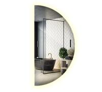Grand Miroir Muraux LED Lumineux Demi Rond 50x100 cm avec Éclairage Lumière Neutre Lumières LED sans Cadre Élégant pour Salle de Bain de Maquillage Moderne Montage Horizontal Vertical