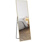 HomCom Miroir pleine longueur rectangulaire 50×160 cm sur pied, mural ou posé contre mur Or