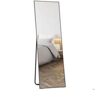 Grand miroir pleine longueur - HOMCOM - rectangulaire, 50 x 160 cm - montage sur pied, mural ou pocé contre mur - noir