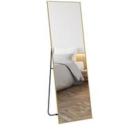 HOMCOM Grand Miroir Pleine Longueur rectangulaire, 50 x 160 cm - Miroir sur Pied, Mural ou pocé Contre Mur - pour Chambre à Coucher, Salon et Dressing, Or