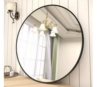 Grand miroir rond 80 cm, miroir rond dans un cadre métallique noir