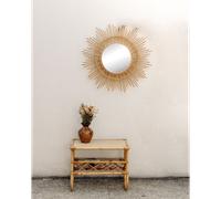Grand miroir soleil en rotin n°1276