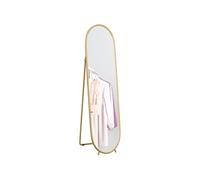 HomCom - Grand miroir sur pied ovale - Cadre en métal doré avec support - 40 x 160 cm