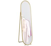 HomCom - Grand miroir sur pied ovale - Cadre en métal doré avec support - 40 x 160 cm