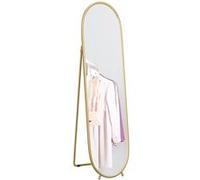 HomCom - Grand miroir sur pied ovale - Cadre en métal doré avec support - 40 x 160 cm