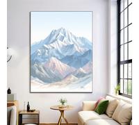 Grand Montagnes Escarpées Aux Sommets Enneigés Bleu Blanc Tableau Decoration Murale Illustration Moderne Impression Sur Toile Peinture Sur Toile Maison Décoration Pour Salon,Sans Cadre 60X90Cm