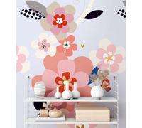 Grand Motif Papier Peint Dans Minimalistischem Style - Coloré, Rose, Lilas