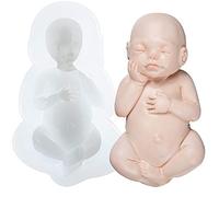 Grand moule en silicone en forme de bébé endormi pour décoration de gâteau de fête au chocolat, savon, cire, argile 9,1 x 5,1 cm