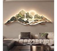 Grand mur d'art 3D moderne avec éclairage LED, design paysager créatif, œuvre d'art en acrylique et porcelaine cristal for la décoration de la maison, du salon, de la chambre ou du bureau.(100*35cm)