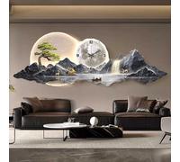 Grand Mur d'art 3D Moderne avec éclairage LED, Sculpture Moderne Paysage Montagne Feng Shui, œuvre d'art en Acrylique et Porcelaine Cristal, pour Décor Salon Chambre,004,50 * 150