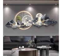 Grand Mur d'art 3D Moderne avec éclairage LED, Sculpture Moderne Paysage Montagne Feng Shui, œuvre d'art en Acrylique et Porcelaine Cristal, pour Décor Salon Chambre,002,40 * 120