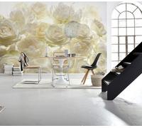 Grand Mur De Papier Peint Rose Salon Chambre Beauté Studio Fleurs Roses