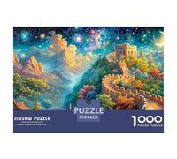 Grand Mur éclairé au Milieu de la Nuit étoilée Puzzle De 1000 Pièces Architecture Fantastique Parfait pour Les Soirées De Puzzle en Famille, Adultes Et Enfants 38x26cm/1000pcs