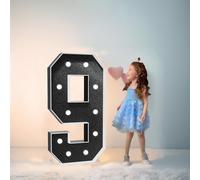 Grand nombre lumineux à DEL en mousse noire de 70 cm - Chiffres lumineux pour chapiteau - Chiffres en mosaïque pour ballons pour anniversaire, mariage, Saint-Valentin