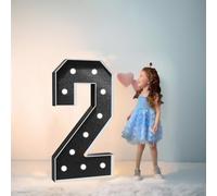 Grand nombre lumineux à DEL en mousse noire de 70 cm - Chiffres lumineux pour chapiteau - Chiffres en mosaïque pour ballons pour anniversaire, mariage, Saint-Valentin