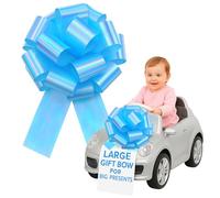 Grand nœud bleu de 40,6 cm pour voiture, nœuds géants pour emballage de cadeaux, Noël, fête de mariage, nouvelle maison, joyeux anniversaire