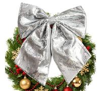 Grand nœud de couronne de Noël fait à la main à paillettes | Pointe de sapin de Noël pour porte d'entrée, garage, cheminée, mur, vacances, Saint-Valentin, emballage extérieur
