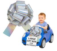 Grand nœud de voiture argenté de 40,6 cm pour voiture, nœud géant pour emballage de cadeaux, Noël, fête de mariage, nouvelle maison, joyeux anniversaire