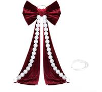 Grand nœud décoratif en velours avec fils de perles - Toile de fond de mariage ou d'anniversaire - Accessoire photo - 150 x 80 x 50 cm - Décoration à suspendre facile (D)