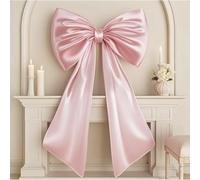 Grand nœud décoratif, nœud de sapin de Noël, ruban géant, grand nœud décoratif de fête sur le thème du nœud, décoration murale en ruban (rose)
