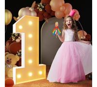 Grand Numéro Lumineux LED 1m for Décoration d'anniversaire, Chapiteau 1, 18, 30 Chiffres Lumineux, Fête Remise Diplôme Décoration Mariage Cadre Prédécoupé, Numéros en Mosaïque(Number 1,White)
