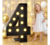 Grand Numéro Lumineux LED 1m for Décoration d'anniversaire, Chapiteau 1, 18, 30 Chiffres Lumineux, Fête Remise Diplôme Décoration Mariage Cadre Prédécoupé, Numéros en Mosaïque(Number 4,Black)