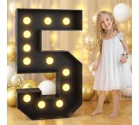 Grand Numéro Lumineux LED 1m for Décoration d'anniversaire, Chapiteau 1, 18, 30 Chiffres Lumineux, Fête Remise Diplôme Décoration Mariage Cadre Prédécoupé, Numéros en Mosaïque(Number 5,Black)