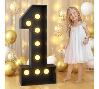 Grand Numéro Lumineux LED 1m for Décoration d'anniversaire, Chapiteau 1, 18, 30 Chiffres Lumineux, Fête Remise Diplôme Décoration Mariage Cadre Prédécoupé, Numéros en Mosaïque(Number 1,Black)