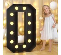 Grand Numéro Lumineux LED 1m for Décoration d'anniversaire, Chapiteau 1, 18, 30 Chiffres Lumineux, Fête Remise Diplôme Décoration Mariage Cadre Prédécoupé, Numéros en Mosaïque(Number 0,Black)