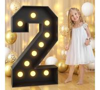 Grand Numéro Lumineux LED 1m for Décoration d'anniversaire, Chapiteau 1, 18, 30 Chiffres Lumineux, Fête Remise Diplôme Décoration Mariage Cadre Prédécoupé, Numéros en Mosaïque(Number 2,Black)